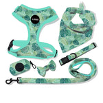 Customizable Pet Harnesses Set: harness、collar、leash、poop bag holder、bowtie、bandana