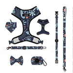 Customizable Pet Harnesses Set: harness、collar、leash、poop bag holder、bowtie、bandana