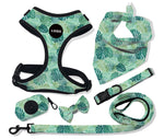 Customizable Pet Harnesses Set: harness、collar、leash、poop bag holder、bowtie、bandana