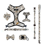 Customizable Pet Harnesses Set: harness、collar、leash、poop bag holder、bowtie、bandana