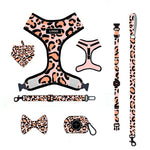 Customizable Pet Harnesses Set: harness、collar、leash、poop bag holder、bowtie、bandana
