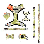 Customizable Pet Harnesses Set: harness、collar、leash、poop bag holder、bowtie、bandana