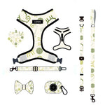 Customizable Pet Harnesses Set: harness、collar、leash、poop bag holder、bowtie、bandana