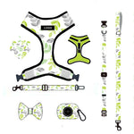 Customizable Pet Harnesses Set: harness、collar、leash、poop bag holder、bowtie、bandana