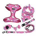 Customizable Pet Harnesses Set: harness、collar、leash、poop bag holder、bowtie、bandana