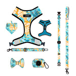Customizable Pet Harnesses Set: harness、collar、leash、poop bag holder、bowtie、bandana
