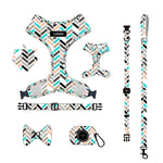 Customizable Pet Harnesses Set: harness、collar、leash、poop bag holder、bowtie、bandana