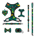 Customizable Pet Harnesses Set: harness、collar、leash、poop bag holder、bowtie、bandana