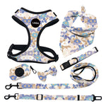 Customizable Pet Harnesses Set: harness、collar、leash、poop bag holder、bowtie、bandana