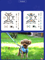 Customizable Pet Harnesses Set: harness、collar、leash、poop bag holder、bowtie、bandana