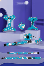 Customizable Pet Harnesses Set: harness、collar、leash、poop bag holder、bowtie、bandana