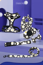 Customizable Pet Harnesses Set: harness、collar、leash、poop bag holder、bowtie、bandana