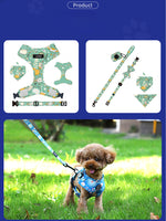 Customizable Pet Harnesses Set: harness、collar、leash、poop bag holder、bowtie、bandana