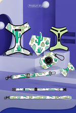 Customizable Pet Harnesses Set: harness、collar、leash、poop bag holder、bowtie、bandana