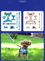 Customizable Pet Harnesses Set: harness、collar、leash、poop bag holder、bowtie、bandana