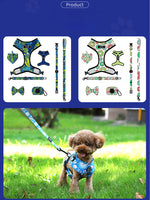 Customizable Pet Harnesses Set: harness、collar、leash、poop bag holder、bowtie、bandana