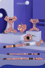 Customizable Pet Harnesses Set: harness、collar、leash、poop bag holder、bowtie、bandana