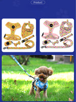Customizable Pet Harnesses Set: harness、collar、leash、poop bag holder、bowtie、bandana
