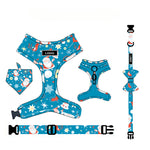Customizable Pet Harnesses Set: harness、collar、leash、poop bag holder、bowtie、bandana