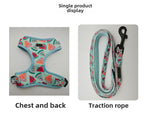 Customizable Pet Harnesses Set: harness、collar、leash、poop bag holder、bowtie、bandana