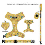 Customizable Pet Harnesses Set: harness、collar、leash、poop bag holder、bowtie、bandana
