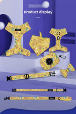 Customizable Pet Harnesses Set: harness、collar、leash、poop bag holder、bowtie、bandana